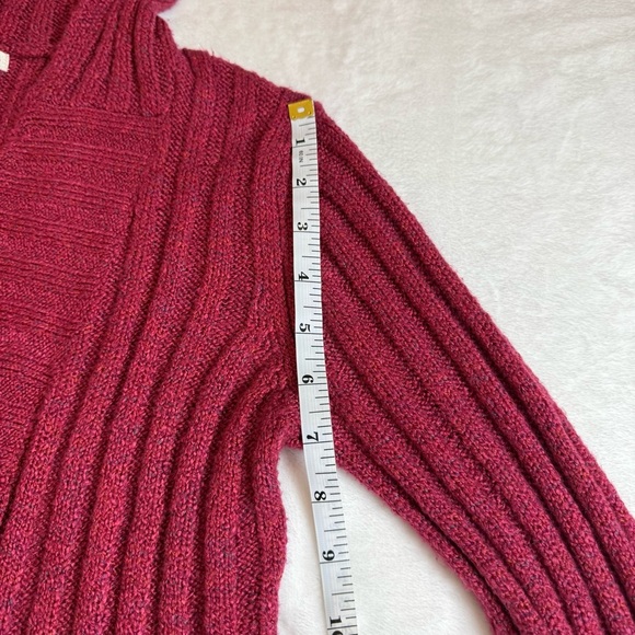 Maurices Ribbed V-Neck Hooded Sweater - Deep Pink - Picture 8 of 10